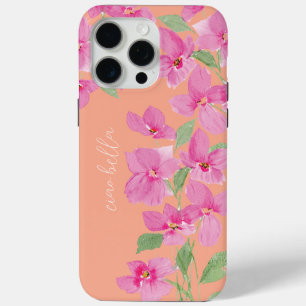 Roze waterverf bloem iPhone 15 pro max hoesje