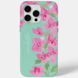 Roze waterverf bloem iPhone 15 pro max hoesje