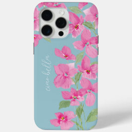 Roze waterverf bloem iPhone 15 pro max hoesje