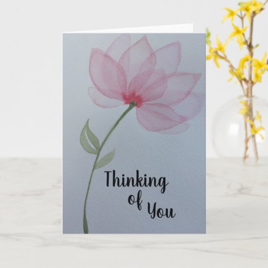 Roze waterverf bloem die aan je denkt leeg van bin kaart (Gele Bloem)