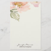 Roze waterverf bloem gepersonaliseerd briefpapier (Voorkant)