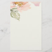 Roze waterverf bloem gepersonaliseerd briefpapier (Achterkant)