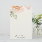 Roze waterverf bloem gepersonaliseerd briefpapier (Staand voorkant)