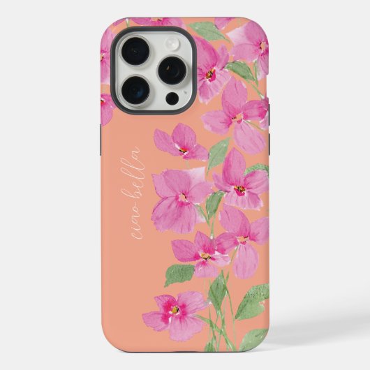 Roze waterverf bloem iPhone hoesje (Achterkant)