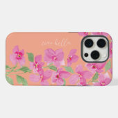 Roze waterverf bloem iPhone hoesje (Achterkant horizontaal)