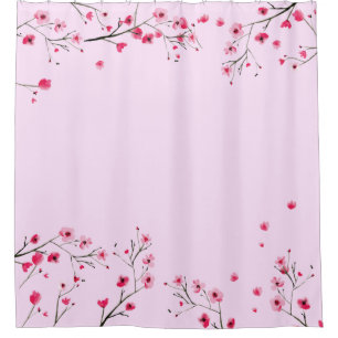 Roze waterverf bloem Japanse Cherry Blossom  Douchegordijn