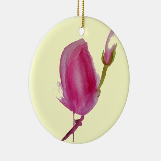 Roze waterverf bloem keramisch ornament (Rechts)