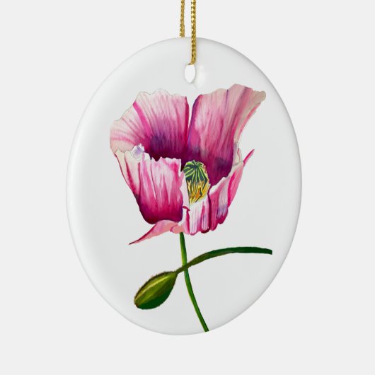 Roze waterverf bloem keramisch ornament (Rechts)