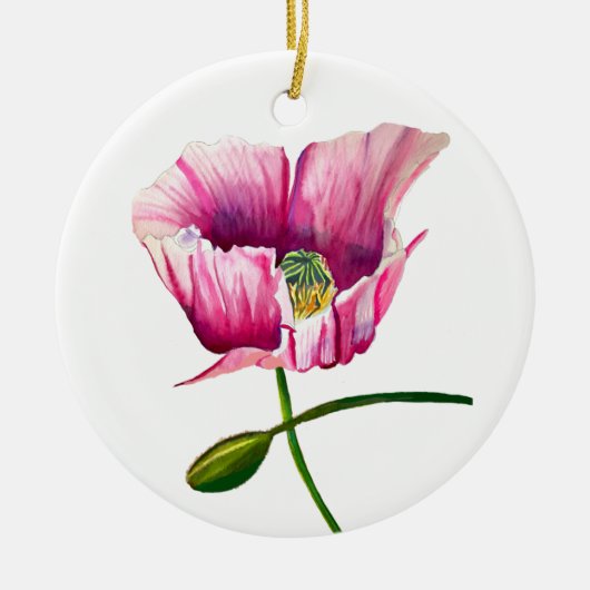 Roze waterverf bloem keramisch ornament (Voorkant)