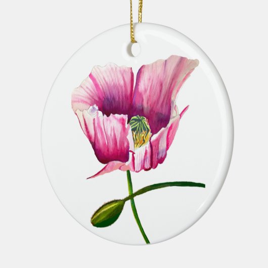 Roze waterverf bloem keramisch ornament (Links)