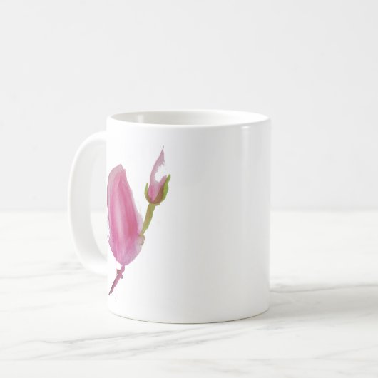 Roze waterverf bloem koffiemok (Voorkant links)