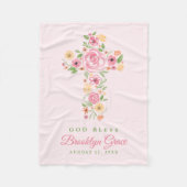 Roze Waterverf Bloem Kruisdoop / doop Fleece Deken (Voorkant)