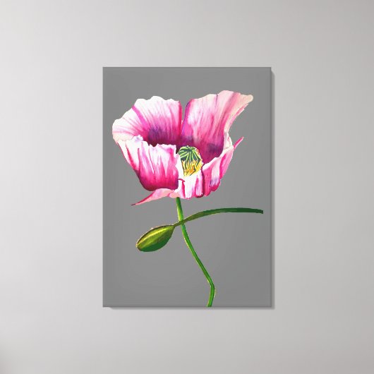 Roze waterverf bloem  kunst canvas afdruk (Voorkant)