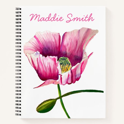 Roze waterverf bloem kunst notitieboek (Voorkant)