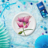 Roze waterverf bloem  kunst papieren bordje (Feest)