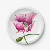 Roze waterverf bloem  kunst papieren bordje (Voorkant)