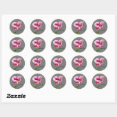 Roze waterverf bloem  kunst ronde sticker (Vel)