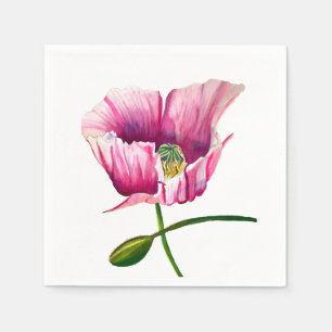 Roze waterverf bloem kunst servet
