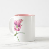 Roze waterverf bloem  kunst tweekleurige koffiemok (Voorkant links)