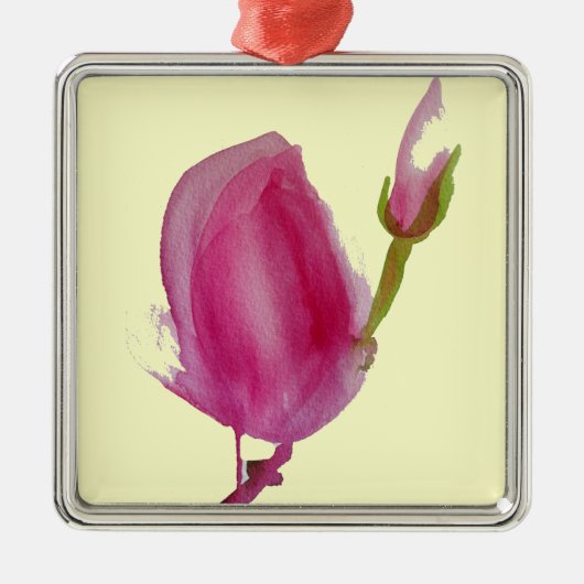 Roze waterverf bloem metalen ornament (Voorkant)