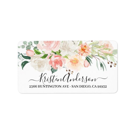 Roze Waterverf Bloem Retour Adres Sticker (Voorkant)