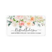 Roze Waterverf Bloem Retouradres Sticker (Voorkant)