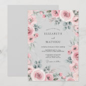 Roze Waterverf Bloem Romantische Bruiloft Kaart (Voorkant / Achterkant)