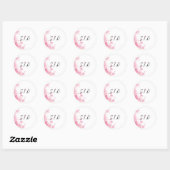 Roze waterverf bloem ronde sticker (Vel)