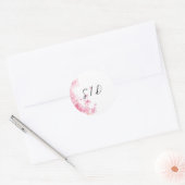 Roze waterverf bloem ronde sticker (Envelop)