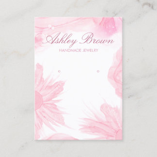 Roze Waterverf Bloem Sieraden Oorbel Display Visitekaartje