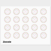 Roze Waterverf Bloem Stamkrans labels (Vel)