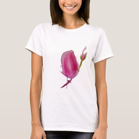 Roze waterverf bloem t-shirt (Voorkant)