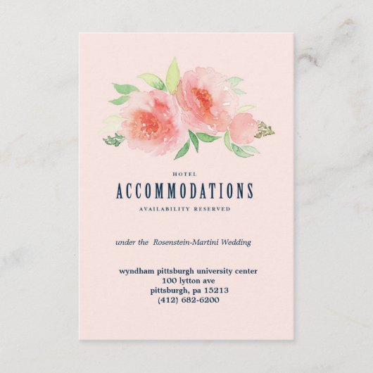 ROZE WATERVERF BLOEM trouwinformatie kaarten (Voorkant)