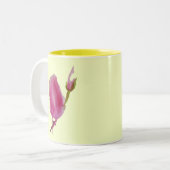Roze waterverf bloem tweekleurige koffiemok (Voorkant links)