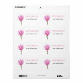 Roze Waterverf Bloem Verzendlabels Etiket (Full Sheet)