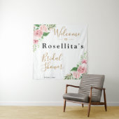 Roze Waterverf Bloemachtige Bruidsdouche Wandkleed (In situ)