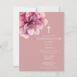 Roze Waterverf Bloembevestiging Uitnodiging