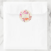 Roze waterverf bloemboeket bruiloft ronde sticker (Tas)