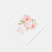 roze waterverf bloemboeket bruiloft servetten (Hoek)