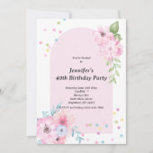 Roze waterverf bloemboeket uitnodiging (Voorkant)