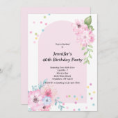 Roze waterverf bloemboeket uitnodiging (Voorkant / Achterkant)