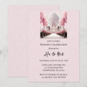 Roze Waterverf Bloemboog Kerk bruiloft Kaart (Voorkant / Achterkant)