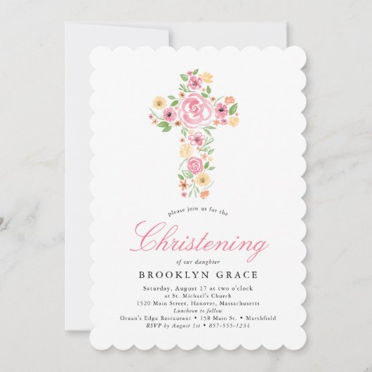 Roze Waterverf Bloemdop Kaart (Voorkant)