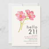 Roze Waterverf Bloemen 21ste verjaardag Kaart (Voorkant)