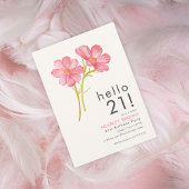 Roze Waterverf Bloemen 21ste verjaardag Kaart