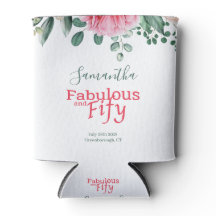 Roze Waterverf Bloemen 50ste Verjaardag Party Favo