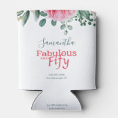 Roze Waterverf Bloemen 50ste Verjaardag Party Favo Blikjeskoeler (Achterkant)