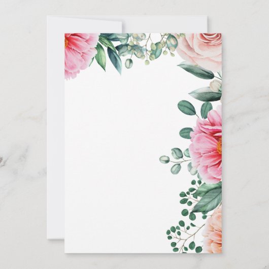 Roze Waterverf Bloemen 50ste Verjaardagsfeest Kaart (Achterkant)