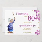 Roze Waterverf Bloemen 80e Verjaardag Grootmoeder Kaart (Voorkant)