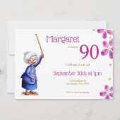 Roze Waterverf Bloemen 90e Verjaardag Grootmoeder Kaart (Voorkant)